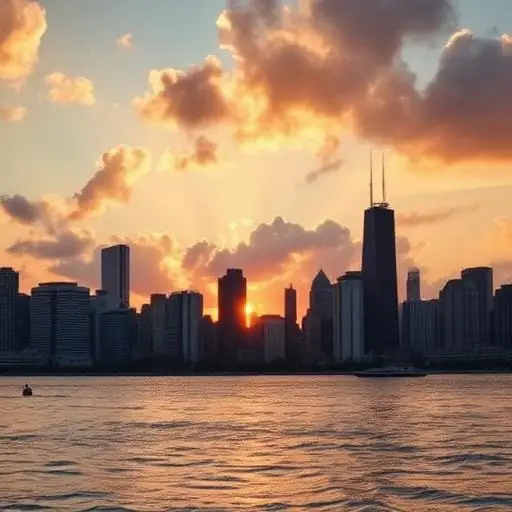 Chicago skyline and river