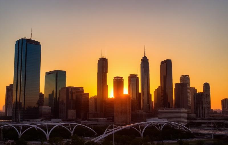 Houston skyline at sunset