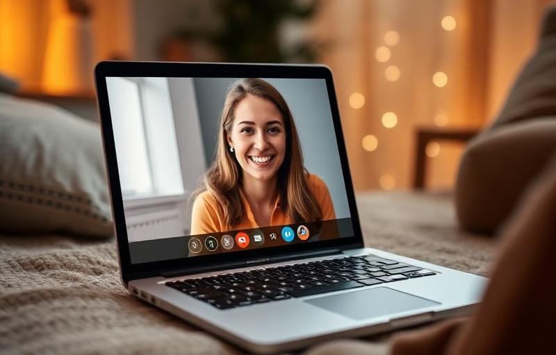 Laptop showing video call